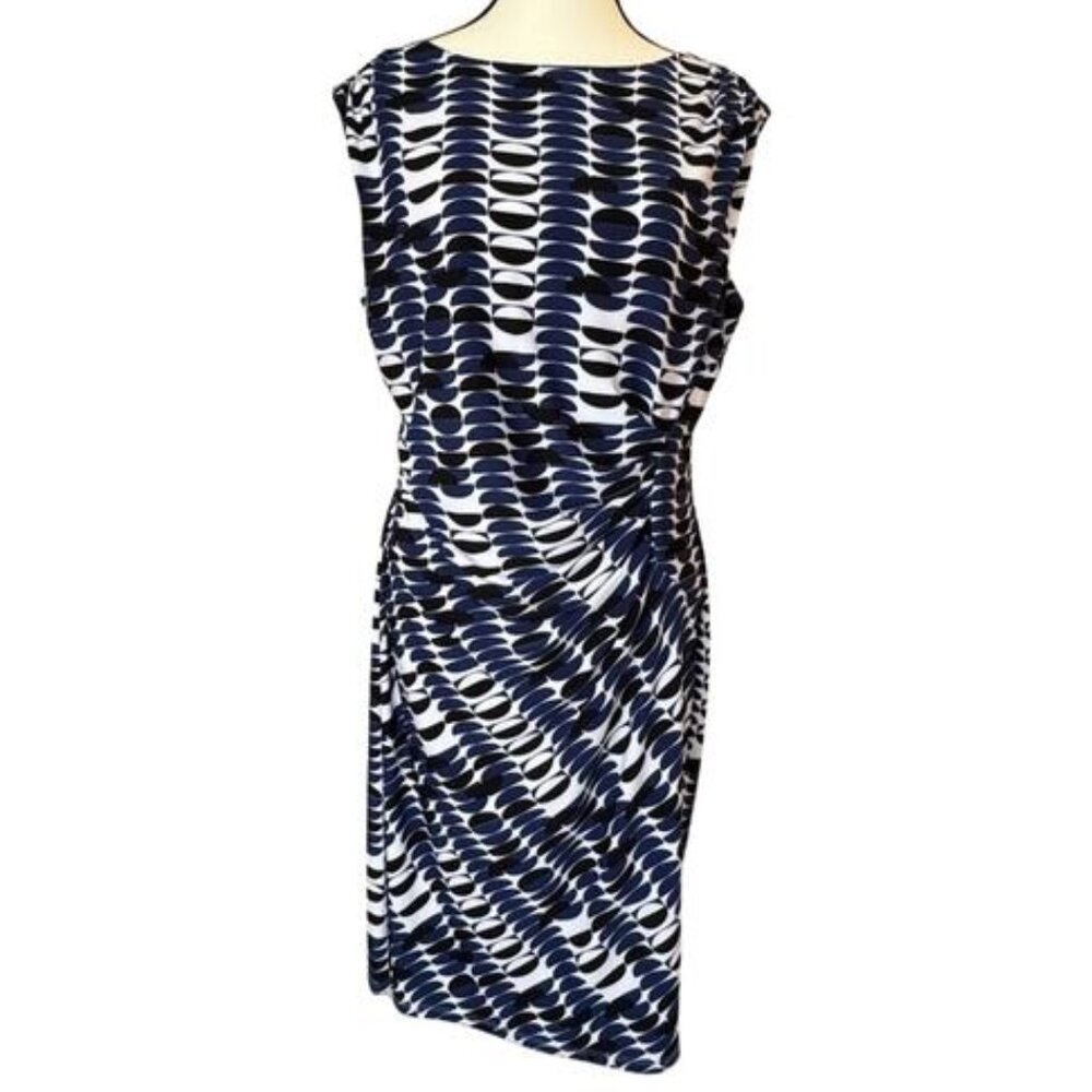 American Living Sleeveless Geometric Dress  Blue Black White Size 16
